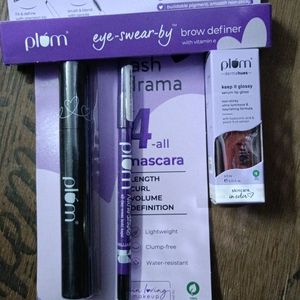 ComboOf Plum Kajal, Mascara, BrowDefiner, Lipgloss