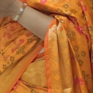 Orange Silk Blend Saree