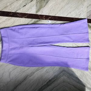 Lavender Bootcut Cut Body Fit Trousers.