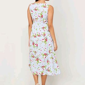 Ginger by Lifestyle Blue Floral Print A-Line Dress