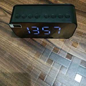 Digital Clock With Speaker And FM Black Colour