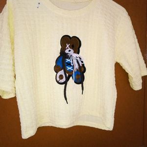 Yellow Preety Top With Cute Teddy Bear