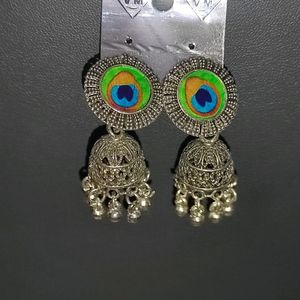 Peacock Oxidised Earrings