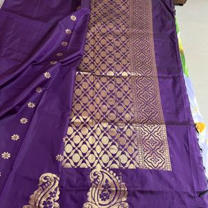 Purple Semi Soft Silk Handloom Saree