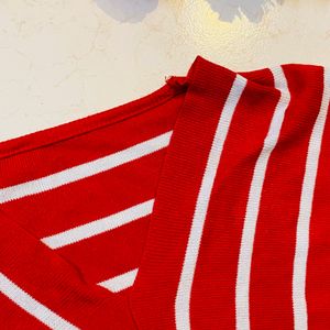 GOOCH : Red♥️ & White🤍 Strips Sweater Top