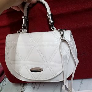 White Leather Bag Slingbag Handbag From Italy