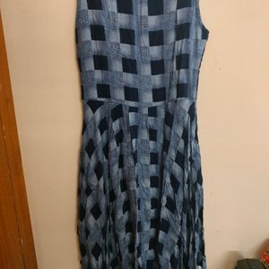 Blue Grey One Piece Mid Size Dress