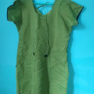 Green Silk Cotton Chudidar Top