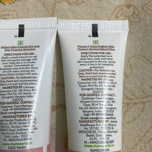 Mamaearth Multani Mitti Facewash And Sunscreen