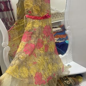 Yellow Net Frock Or Gown