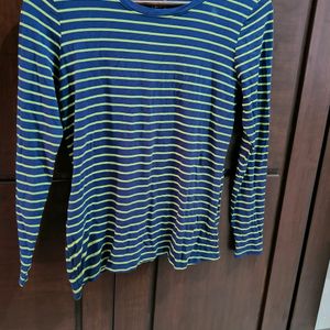 Striped Full Sleeves Round Neck Top