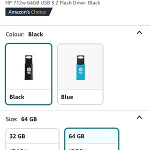 HP 712w 64GB USB 3.2 Flash Drive- Black
