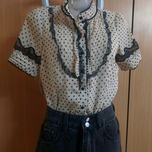 Lacy Polka Dot Button Tops