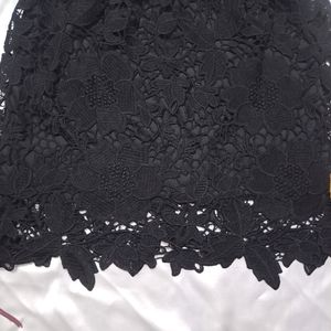 Black Lace Detail Mini Skirt