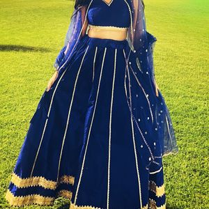 Gorgeous Royal Blue Lehenga With Pretty Net Dupatt