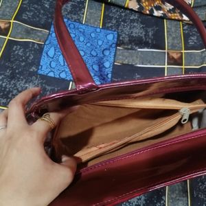 Maroon Party Material Hand Bag