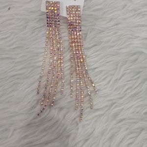 Long Earrings With Multi Shine Stones