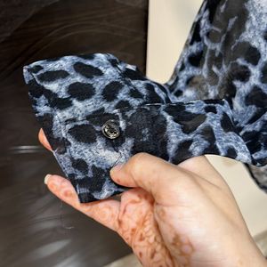 MAYRA- Black Animal Print Sheer Shirt