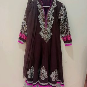 Beautiful Coffee Brown Gown With Dupatta