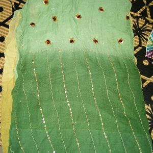 Ash And Green Work Georgette Saree