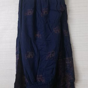 Blue Cotton palazzo with prints and elephant print