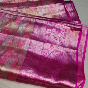 Pink Colour Big Border Pattu Saree