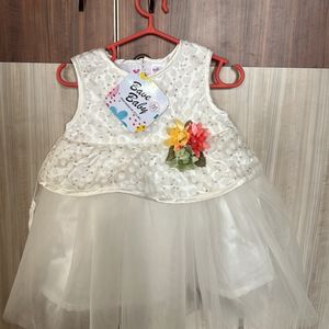 Frill Party Wear White Baby Girl Frock