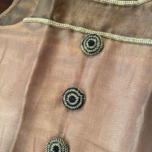 Copper Net Kurta With Dupatta