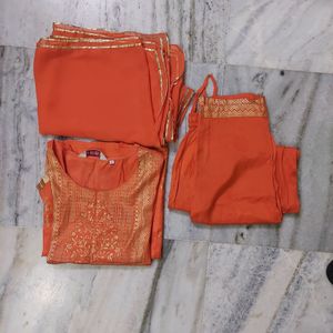 Orange Silk Suit Set