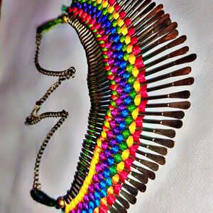 Multicolored Metal Choker Necklace