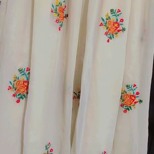 Cream Ethnic Gown Multi Floral Work 36 Bust