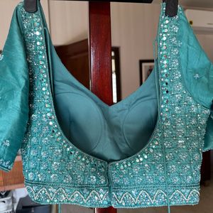 Teal, Grey and Silver Embellished Lehenga Set