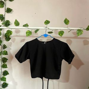 Black String Crop Top