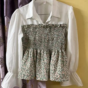 Smock Top With Puffed Sleeves