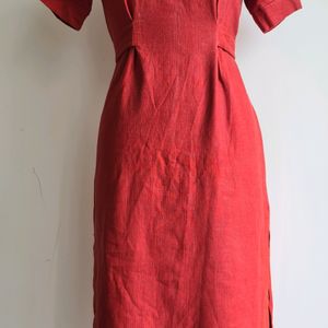 Linen Dress Round Neck