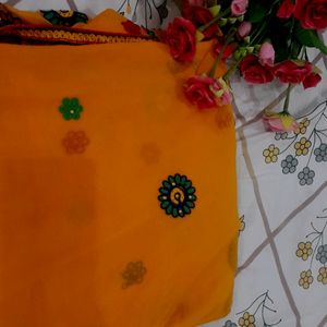 Mustard chiffon Saree