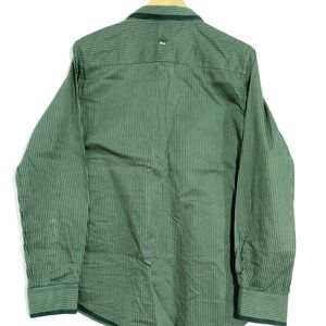 Green Printed Collar Neck Shirt (Men)