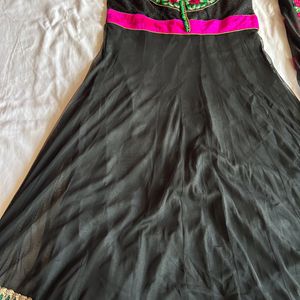 Women Black And Pink Anarkali Dress