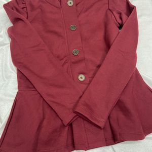 Sassafras Maroon Woollen Sweater With Buttons