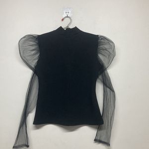 mesh full sleeves black top