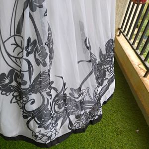 Peacock Printed White Skirt