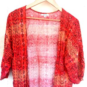 Coral Orange Black Designer Shrug (Women)