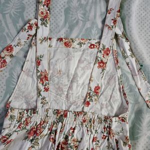 White Floral Overall Dress