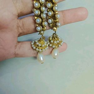 Golden Colour With Pearl Earrings