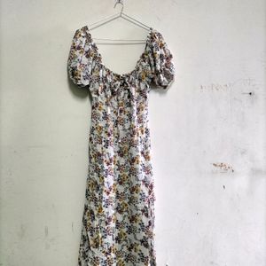 White With Floral Print Dress (Women's)