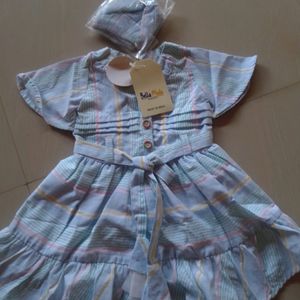 Girls Branded Frock With Trouser