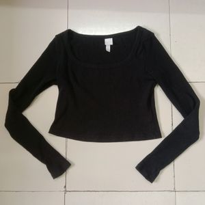 H&M Black Ribbed Crop Top