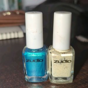 Peacock Blue And Off White Texture Nailpolish