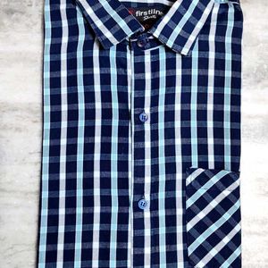 Navy Blue - Coloured Checked Shirt