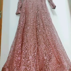 Elegant Rose Gold Anarkali Gown